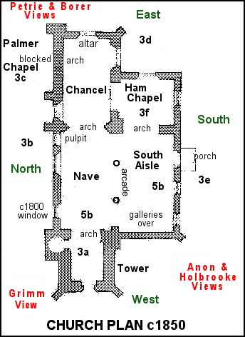 Church Plan c1850 annotated with text references