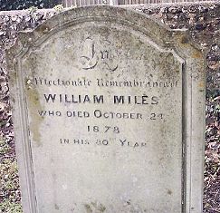 Head stone of William Miles 1799-1878